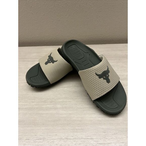 Under Armour Men's Sz 7 Green/Black UA Project Rock SL 2.0 Michelin Slides - Picture 3 of 7